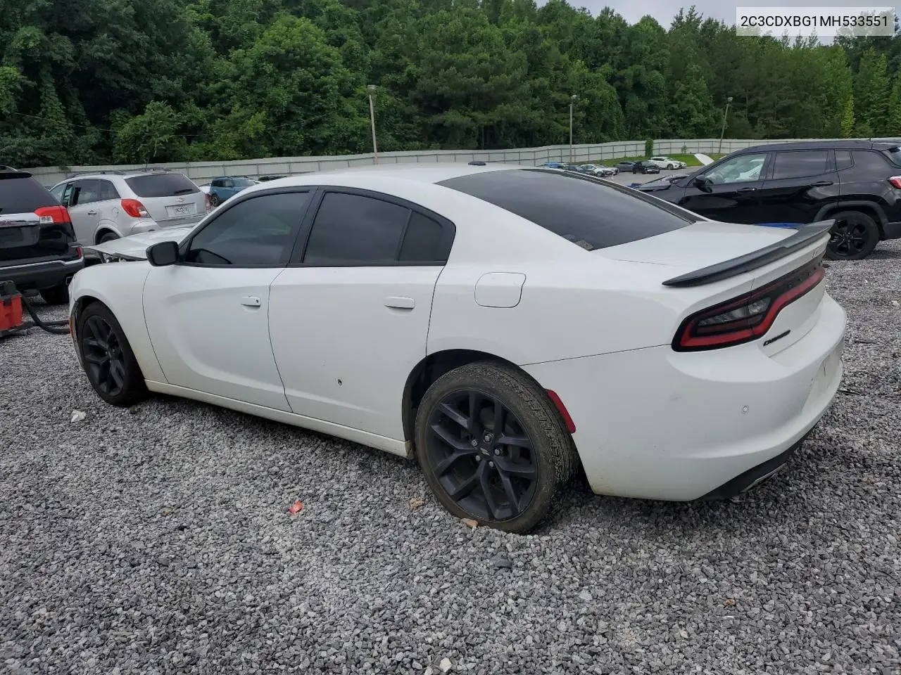 2021 Dodge Charger Sxt VIN: 2C3CDXBG1MH533551 Lot: 62794385