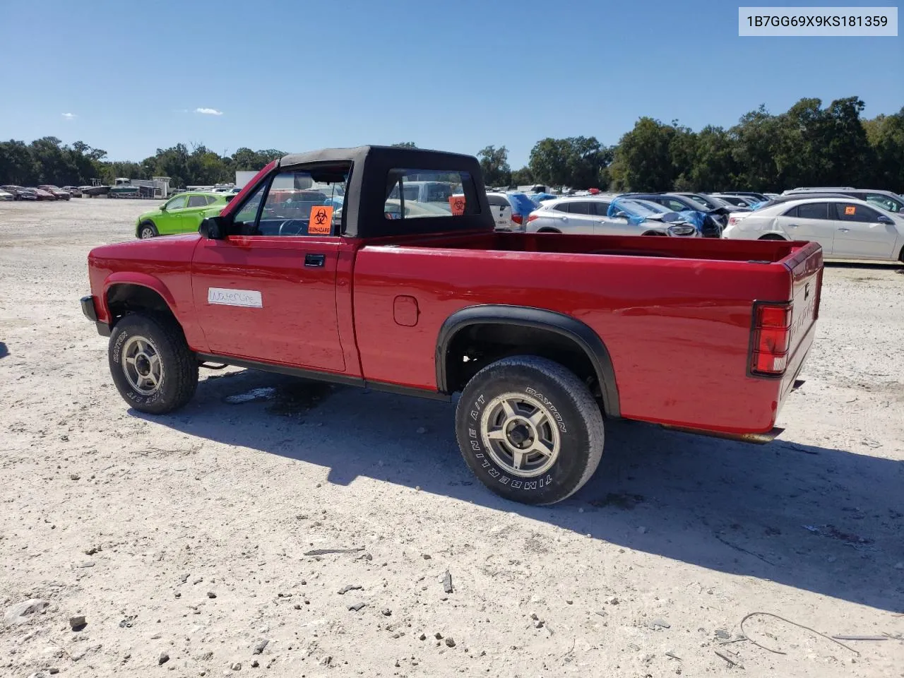 1989 Dodge Dakota Sport VIN: 1B7GG69X9KS181359 Lot: 75638874