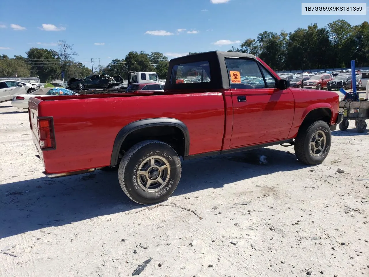1989 Dodge Dakota Sport VIN: 1B7GG69X9KS181359 Lot: 75638874
