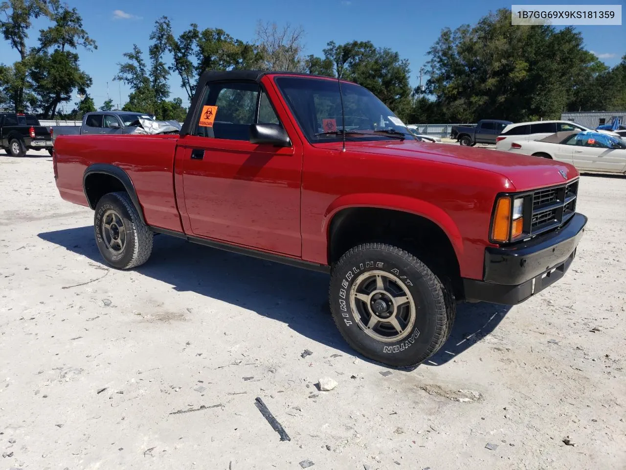 1989 Dodge Dakota Sport VIN: 1B7GG69X9KS181359 Lot: 75638874