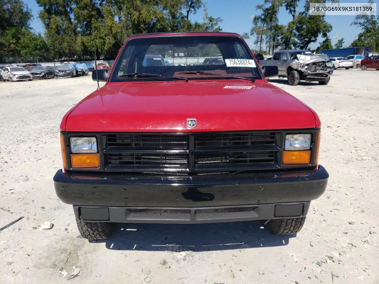 1989 Dodge Dakota Sport VIN: 1B7GG69X9KS181359 Lot: 75638874