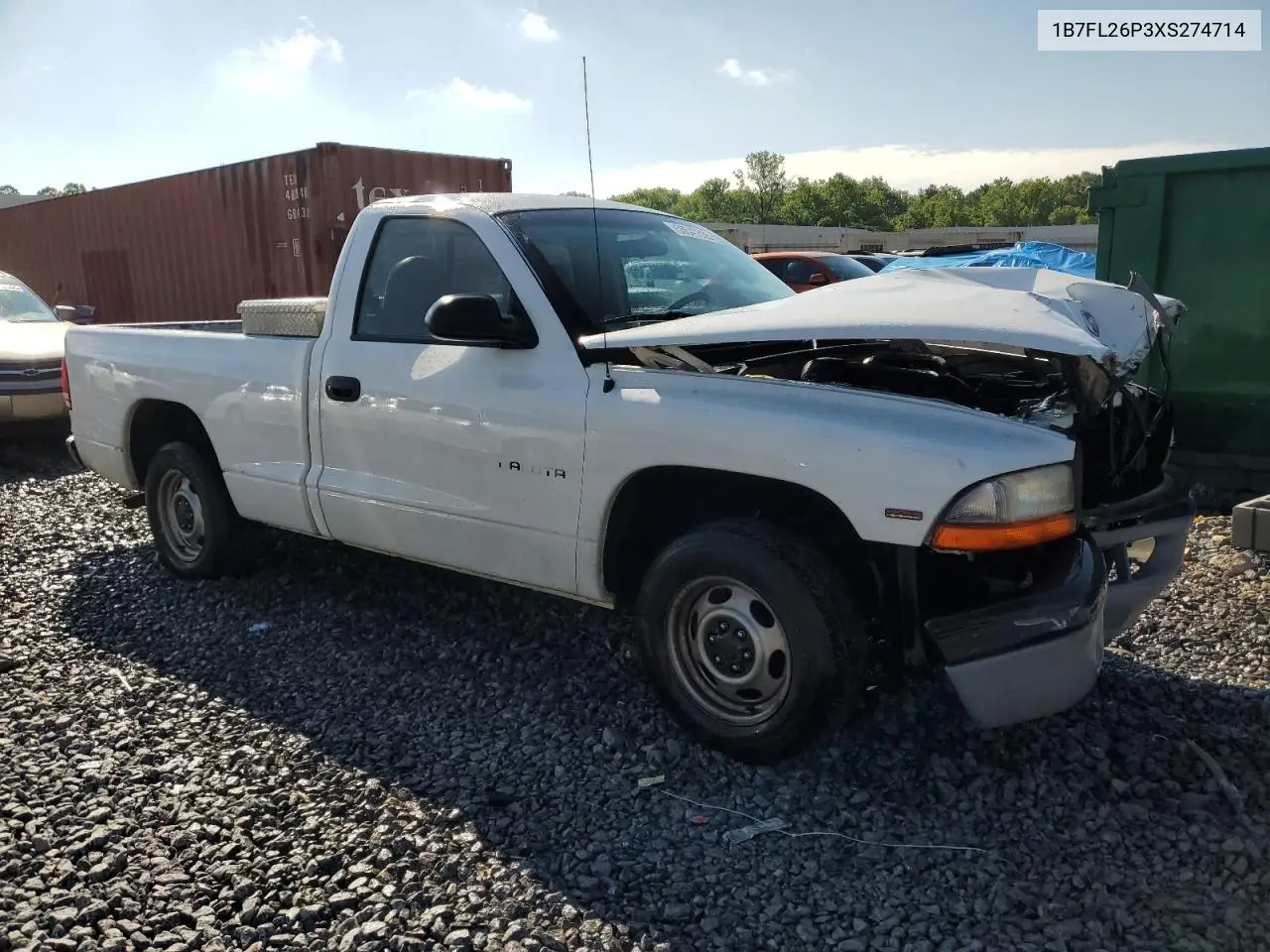 1999 Dodge Dakota VIN: 1B7FL26P3XS274714 Lot: 56547535