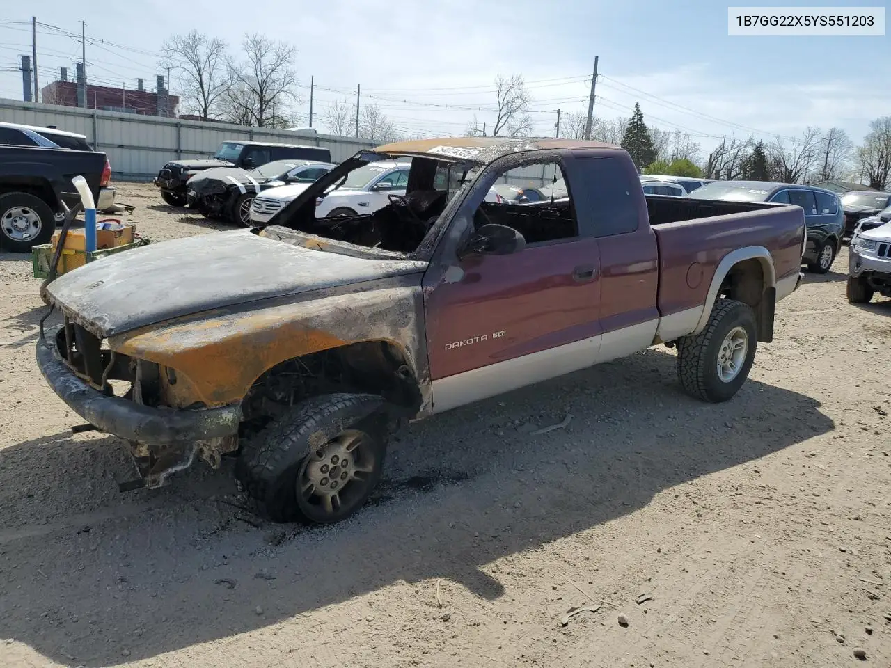 2000 Dodge Dakota VIN: 1B7GG22X5YS551203 Lot: 54074325