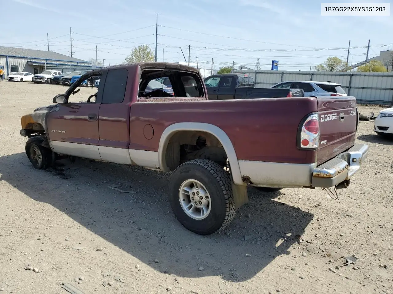 2000 Dodge Dakota VIN: 1B7GG22X5YS551203 Lot: 54074325