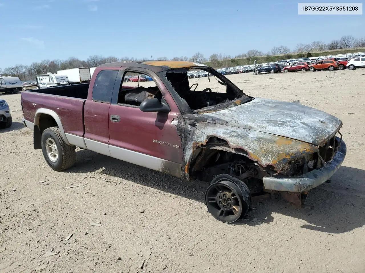 2000 Dodge Dakota VIN: 1B7GG22X5YS551203 Lot: 54074325