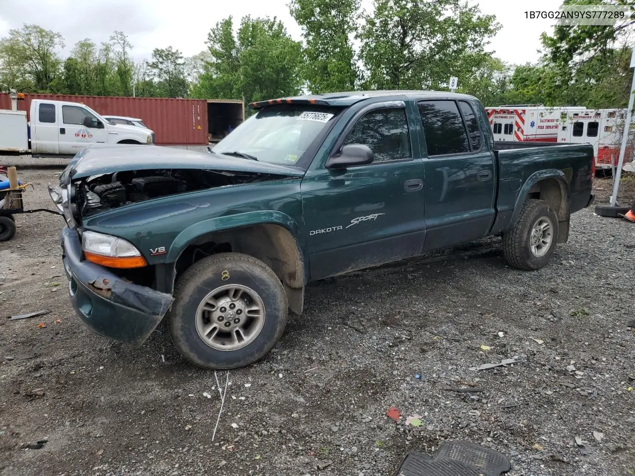 2000 Dodge Dakota Quad VIN: 1B7GG2AN9YS777289 Lot: 55776625