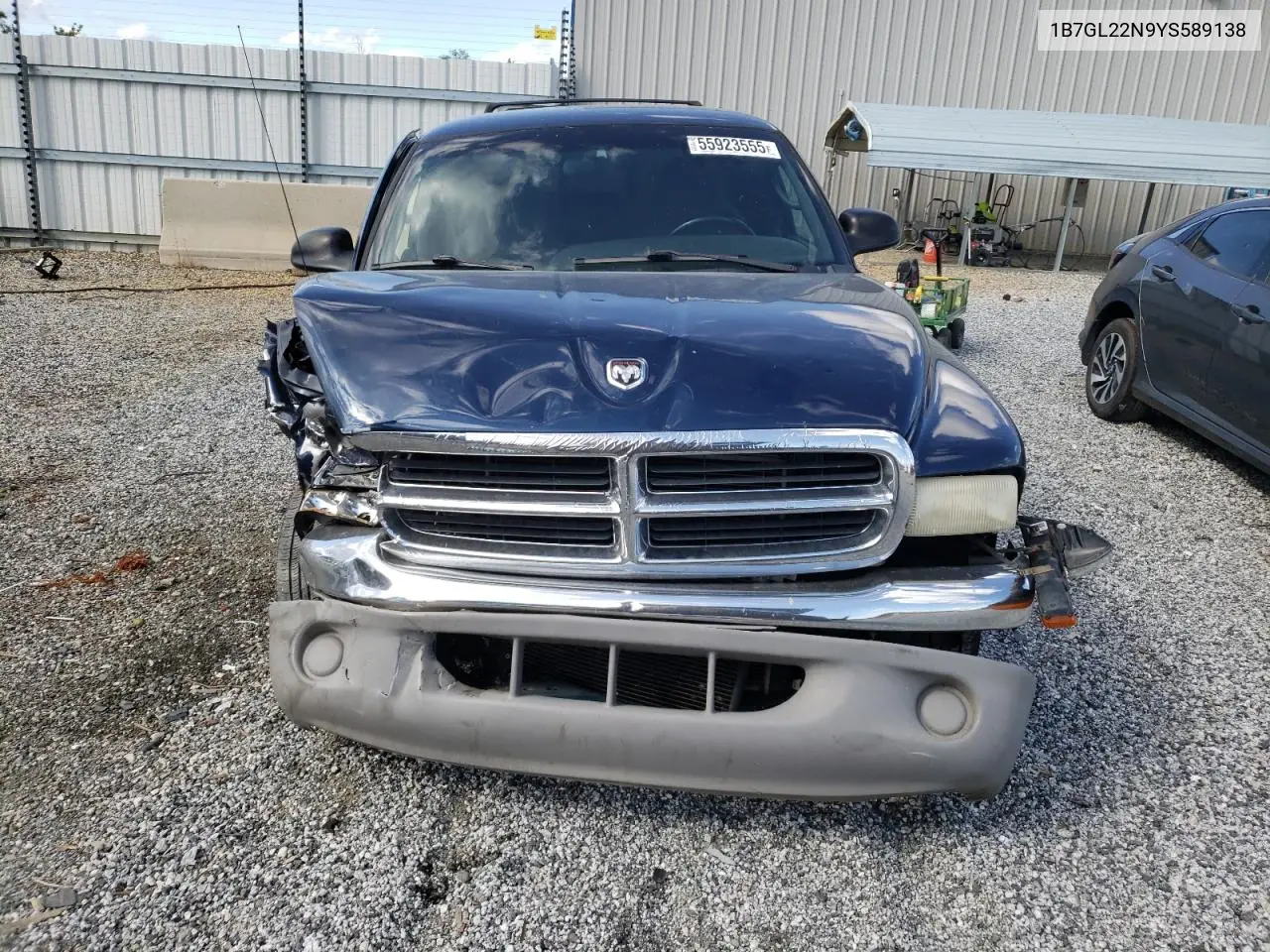 2000 Dodge Dakota VIN: 1B7GL22N9YS589138 Lot: 55923555
