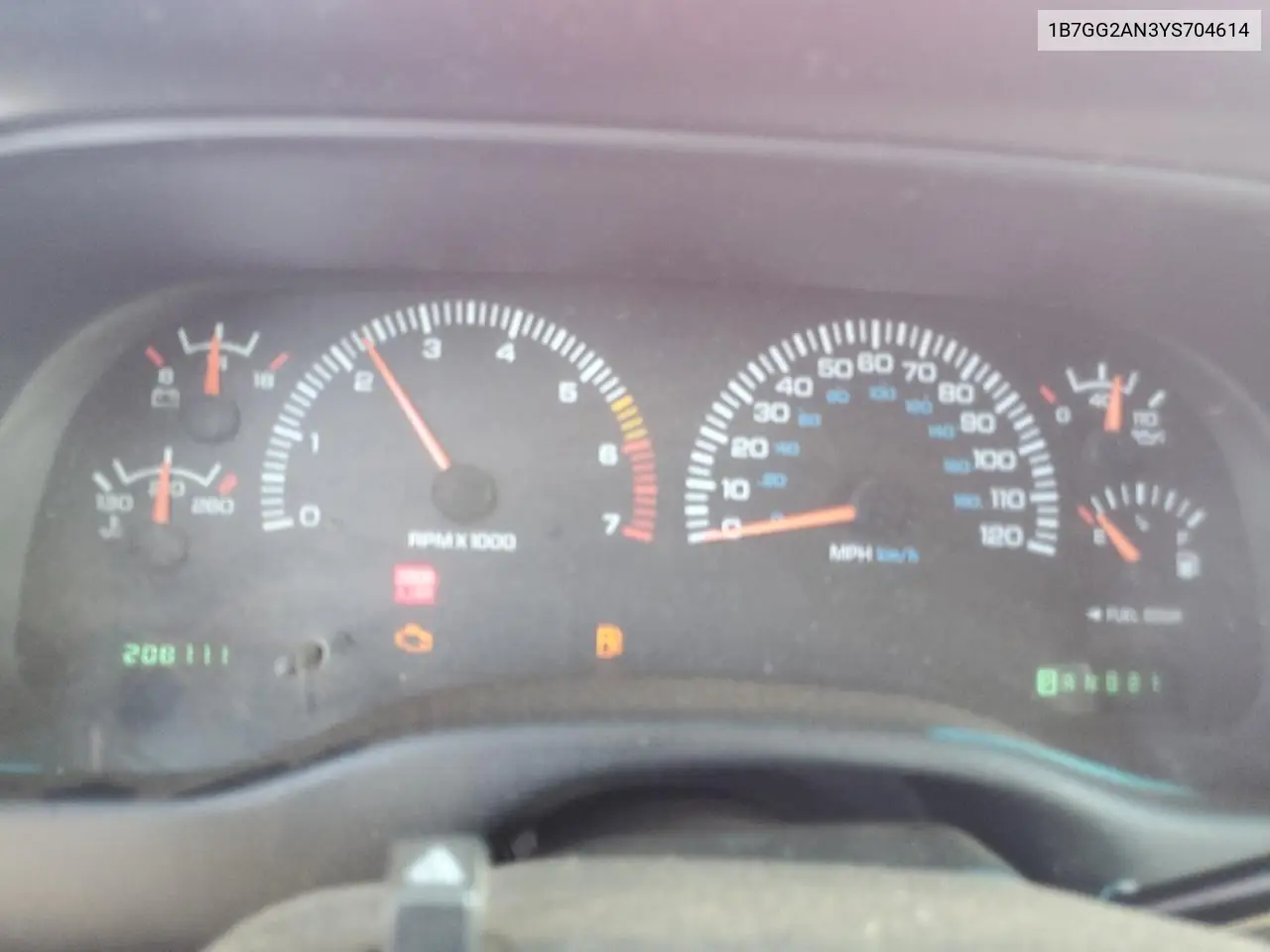 2000 Dodge Dakota Quad VIN: 1B7GG2AN3YS704614 Lot: 62407275