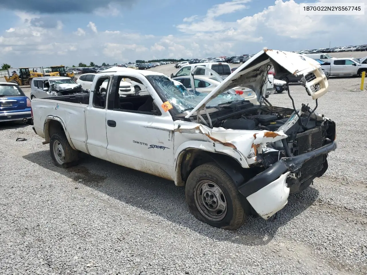 2000 Dodge Dakota VIN: 1B7GG22N2YS567745 Lot: 64826915