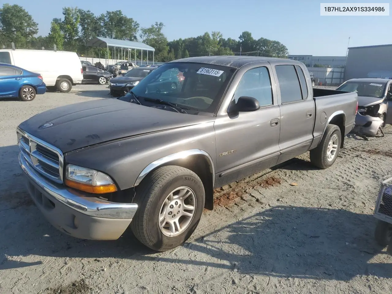 2001 Dodge Dakota Quad VIN: 1B7HL2AX91S334986 Lot: 61963115