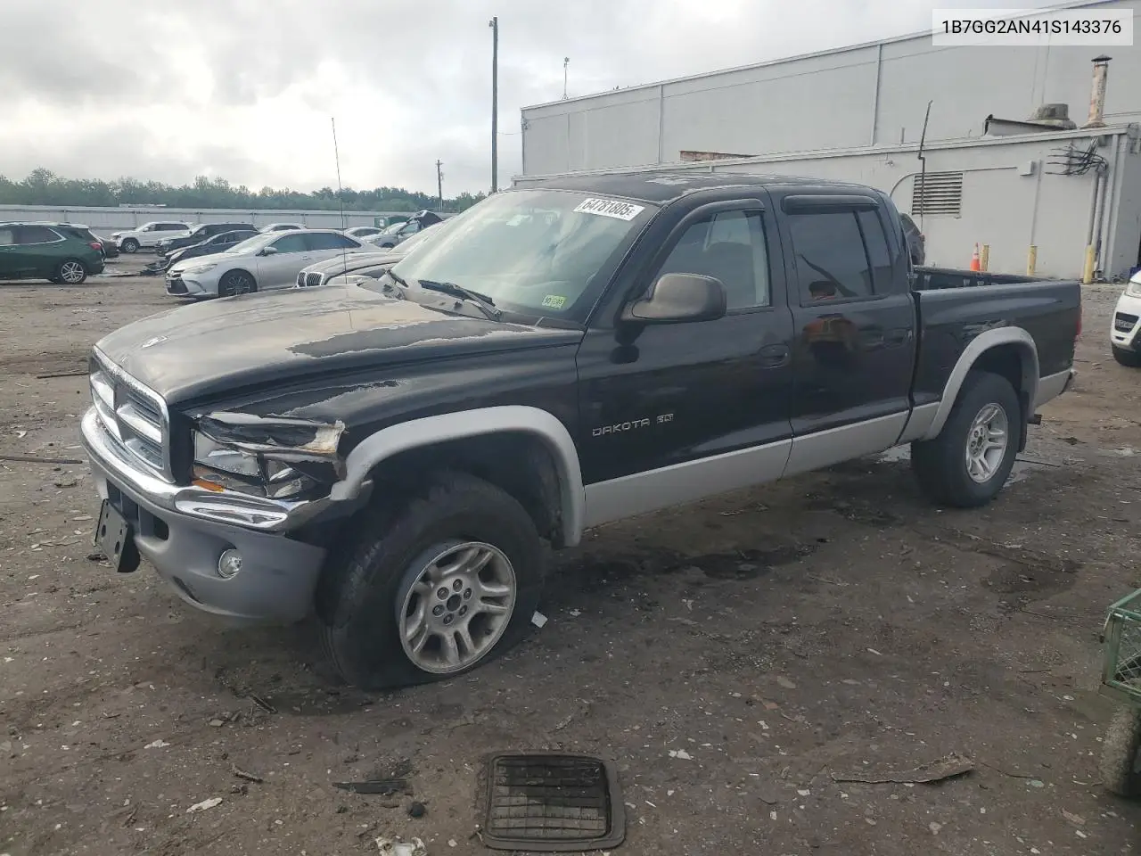2001 Dodge Dakota Quad VIN: 1B7GG2AN41S143376 Lot: 64781805