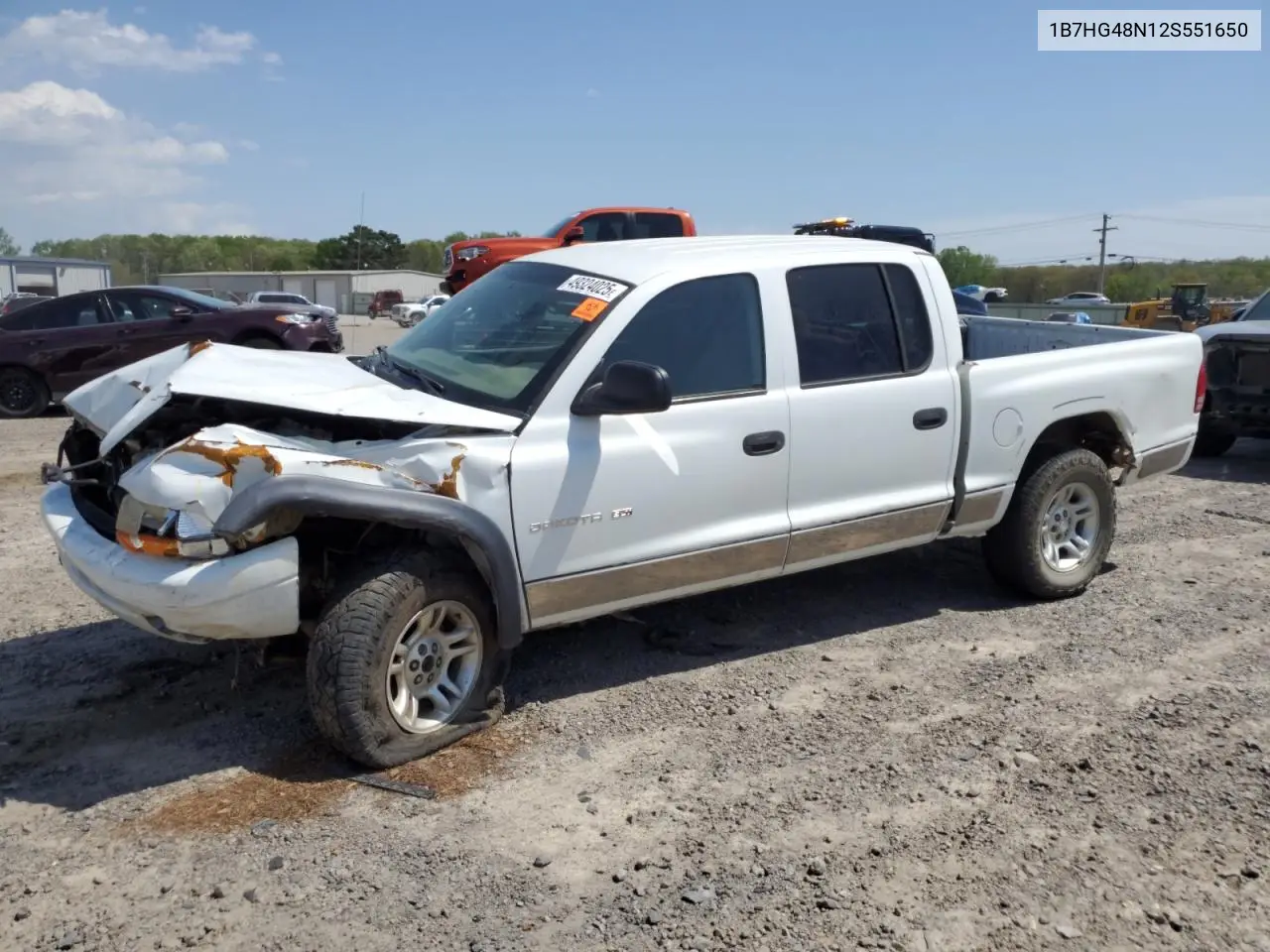 2002 Dodge Dakota Quad Slt VIN: 1B7HG48N12S551650 Lot: 49324025