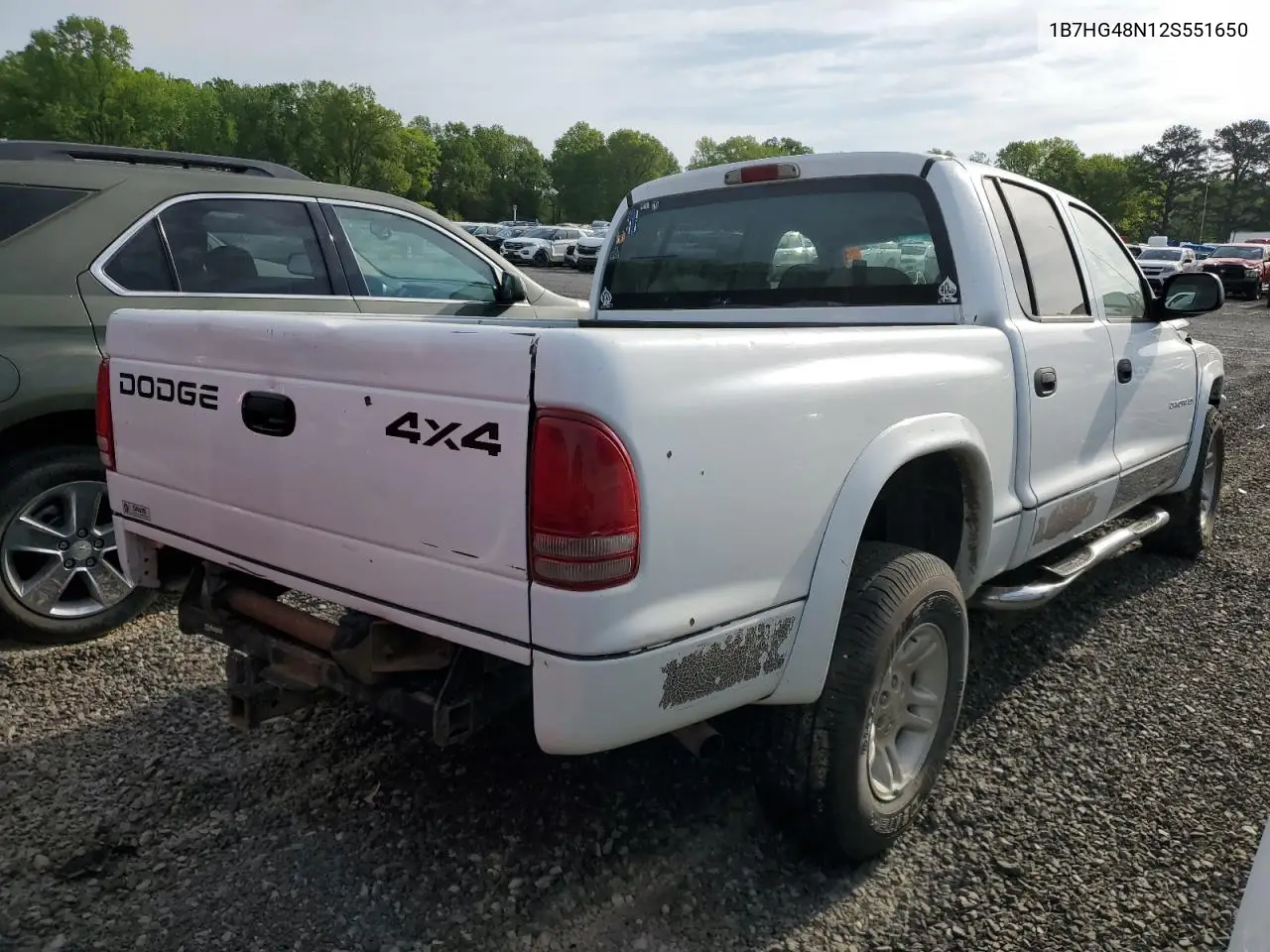 2002 Dodge Dakota Quad Slt VIN: 1B7HG48N12S551650 Lot: 49324025