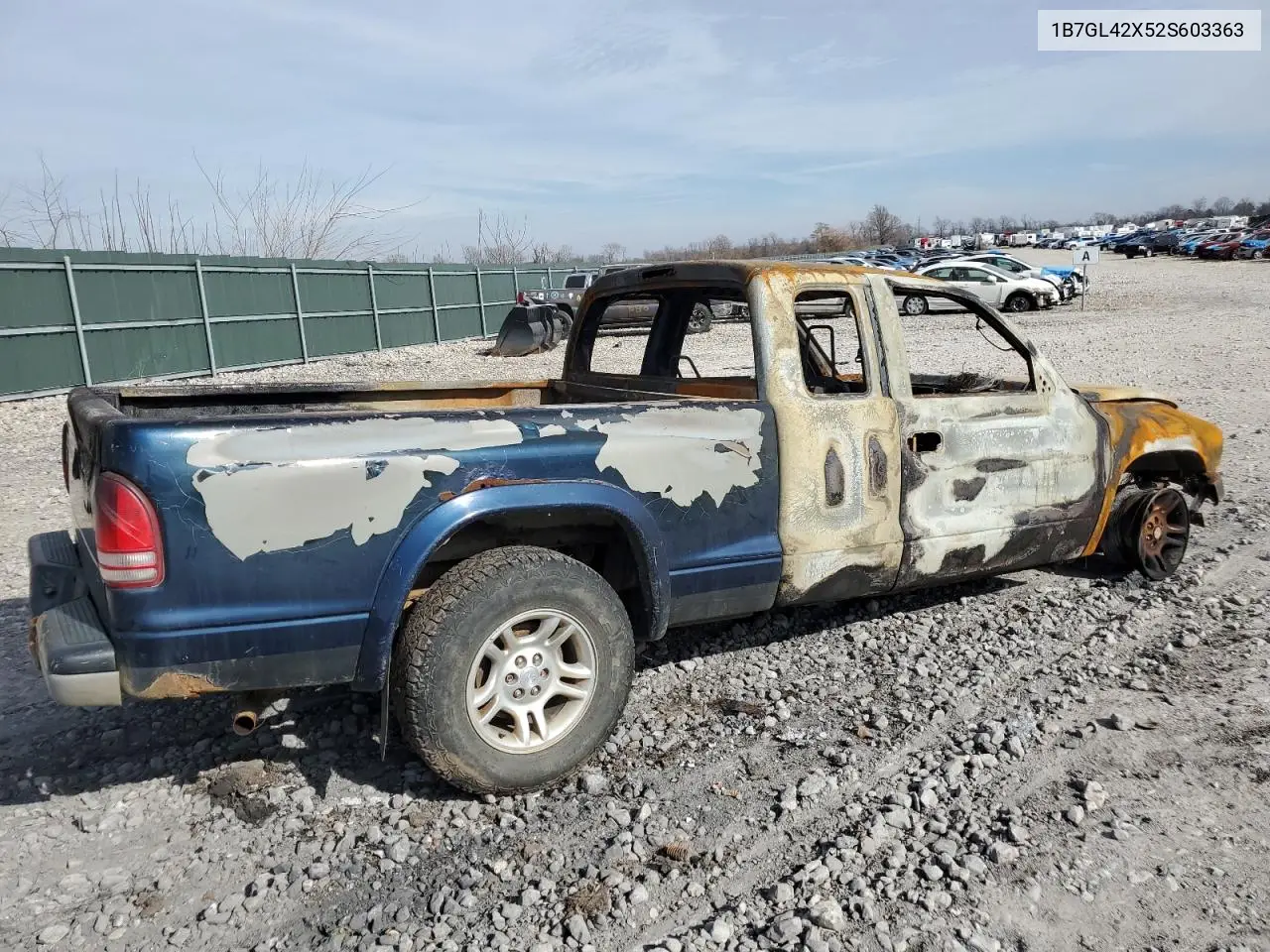 2002 Dodge Dakota Slt VIN: 1B7GL42X52S603363 Lot: 51162565