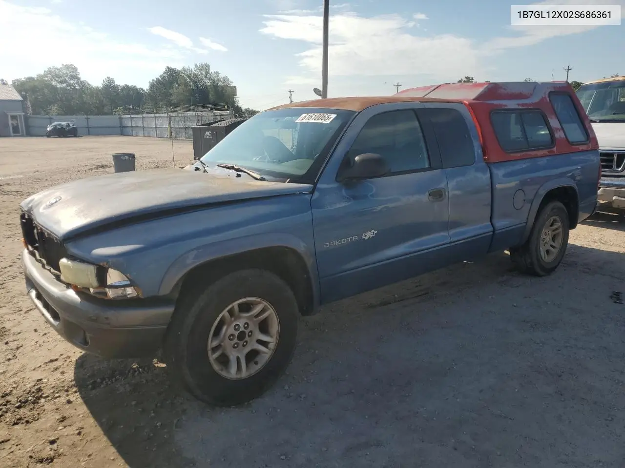 2002 Dodge Dakota Base VIN: 1B7GL12X02S686361 Lot: 61610065