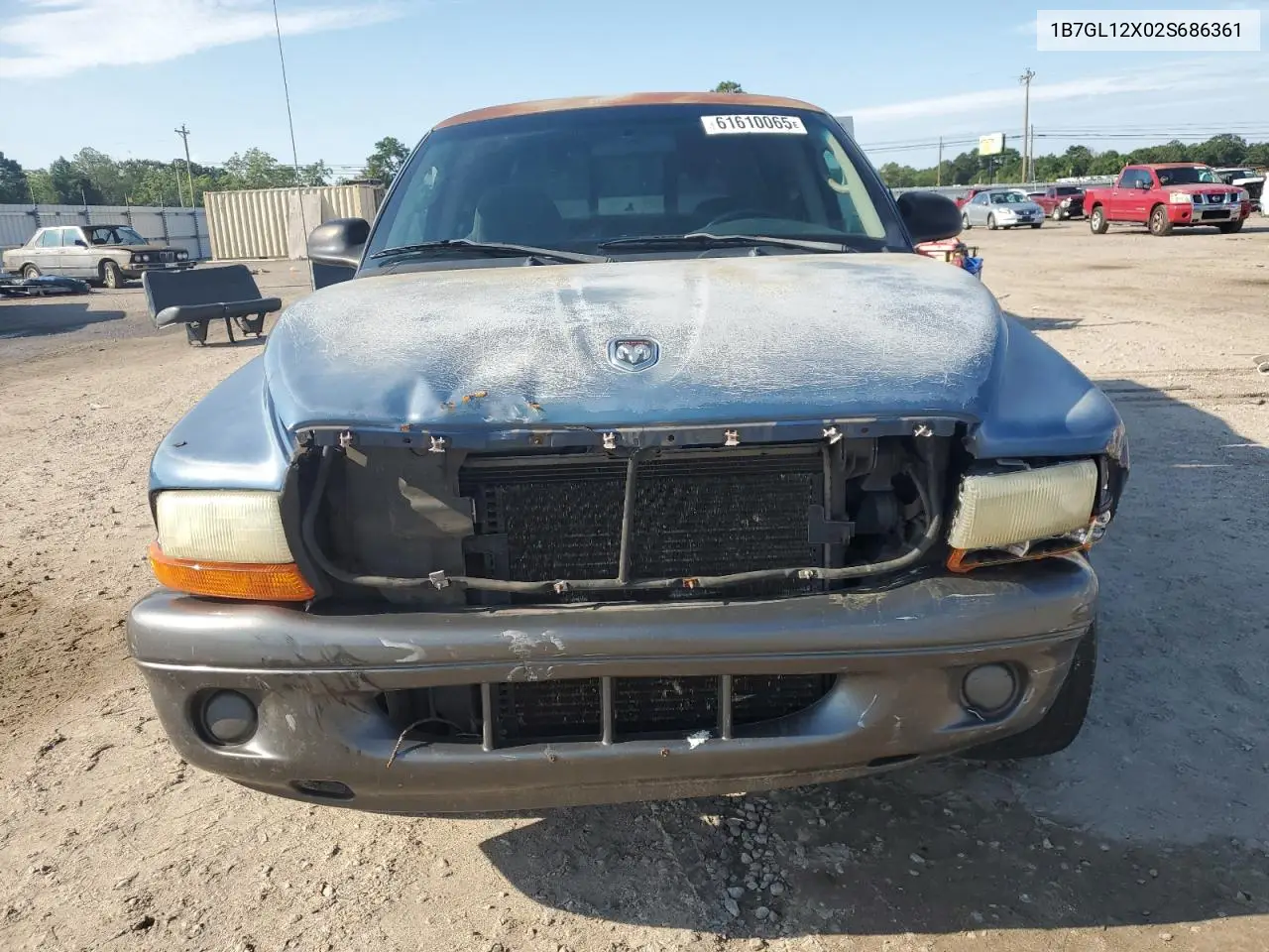 2002 Dodge Dakota Base VIN: 1B7GL12X02S686361 Lot: 61610065
