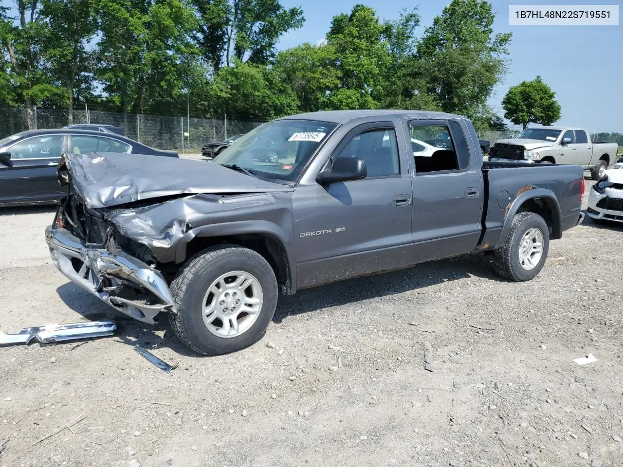 2002 Dodge Dakota Quad Slt VIN: 1B7HL48N22S719551 Lot: 61735845