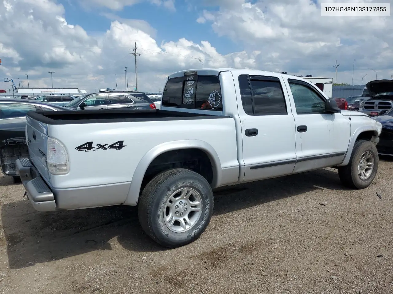 2003 Dodge Dakota Quad Slt VIN: 1D7HG48N13S177855 Lot: 62500025