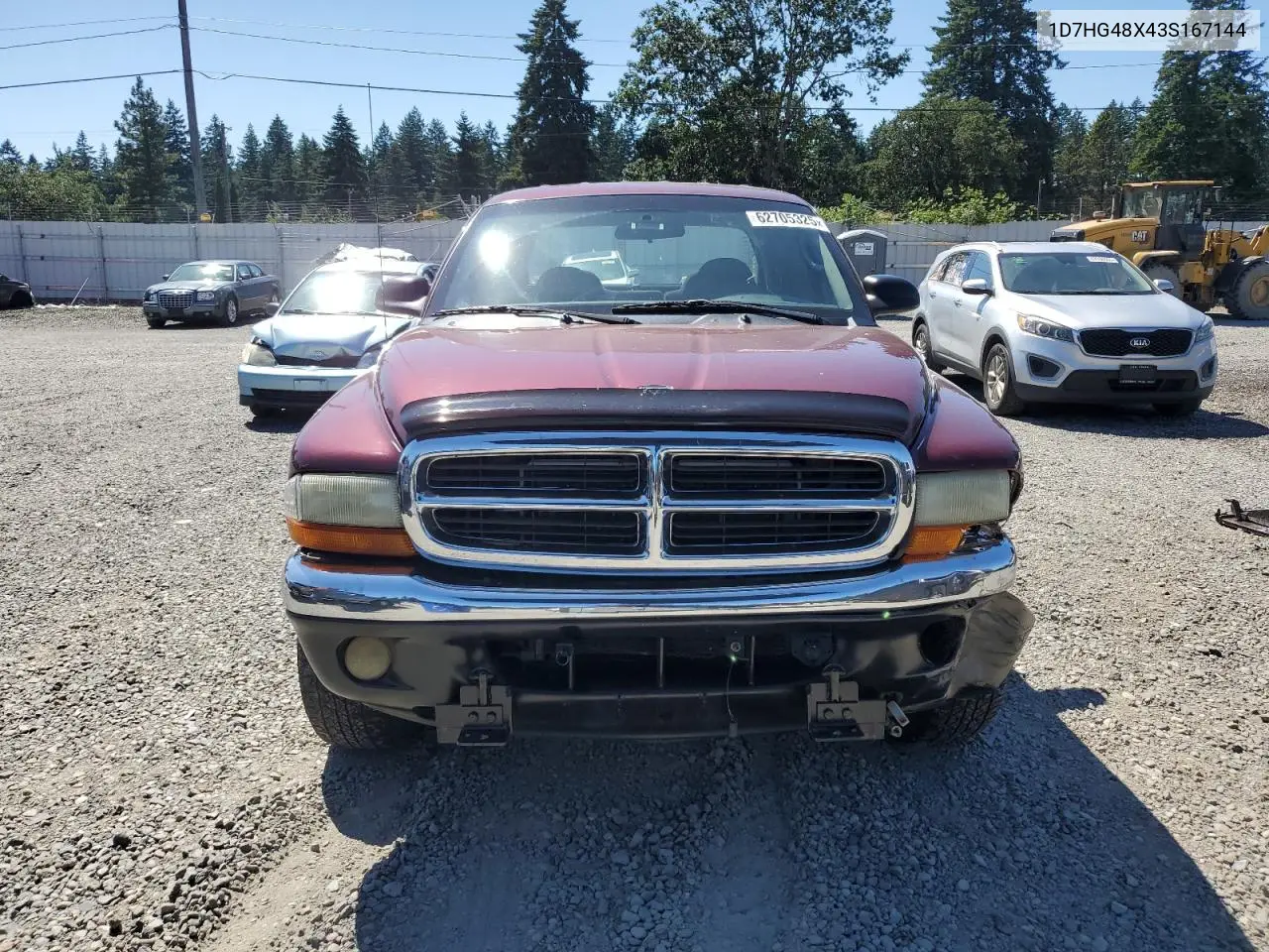 2003 Dodge Dakota Quad Slt VIN: 1D7HG48X43S167144 Lot: 62705325