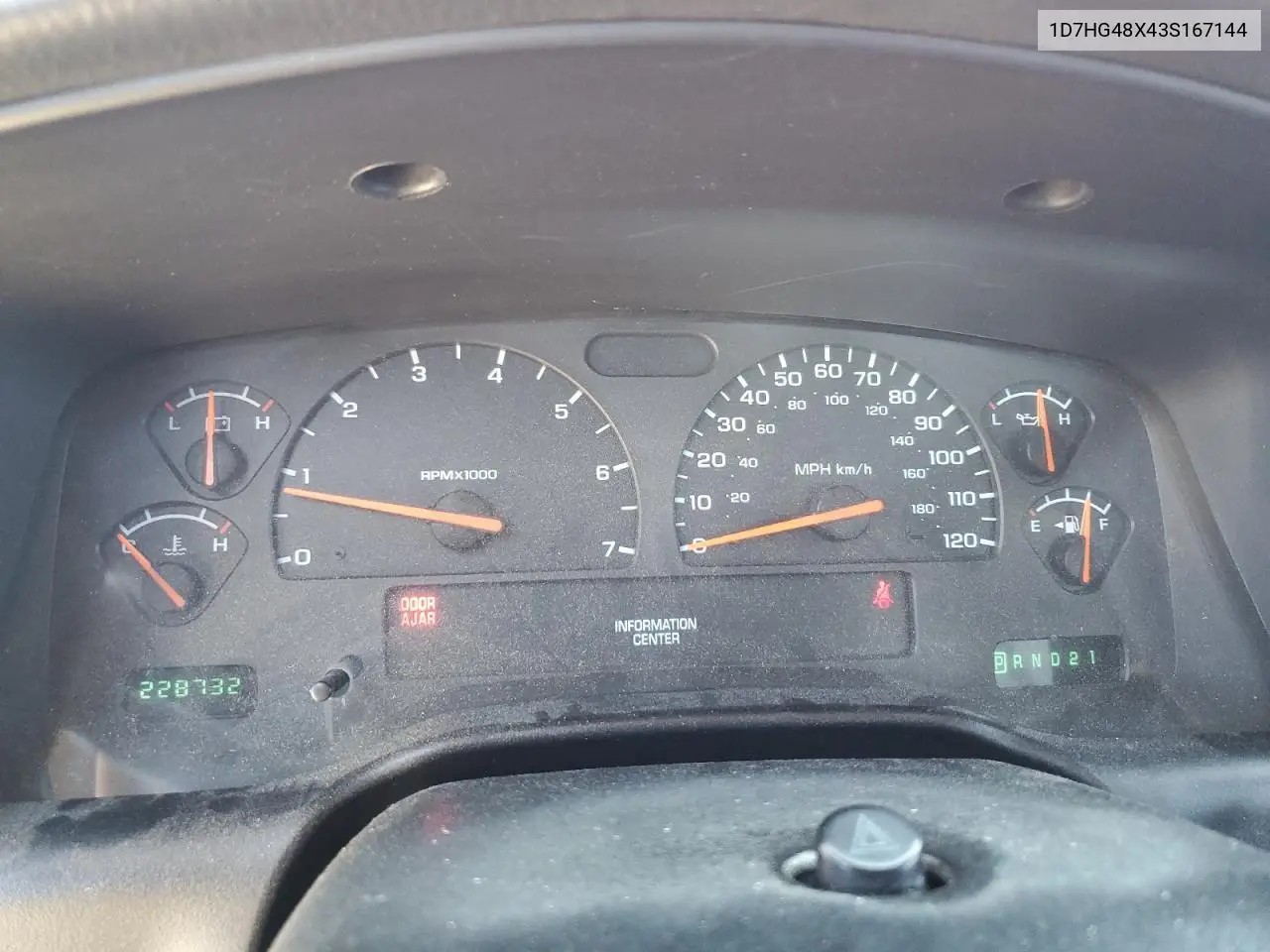 2003 Dodge Dakota Quad Slt VIN: 1D7HG48X43S167144 Lot: 62705325