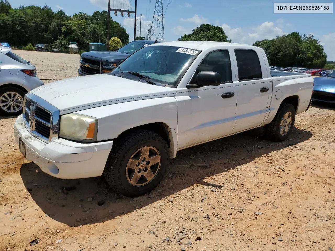 2006 Dodge Dakota Quad Slt VIN: 1D7HE48N26S526158 Lot: 61530615