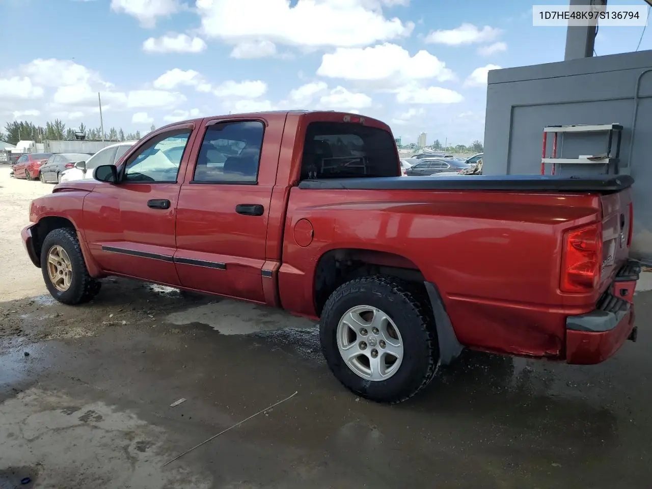 2007 Dodge Dakota Quad Slt VIN: 1D7HE48K97S136794 Lot: 54677505