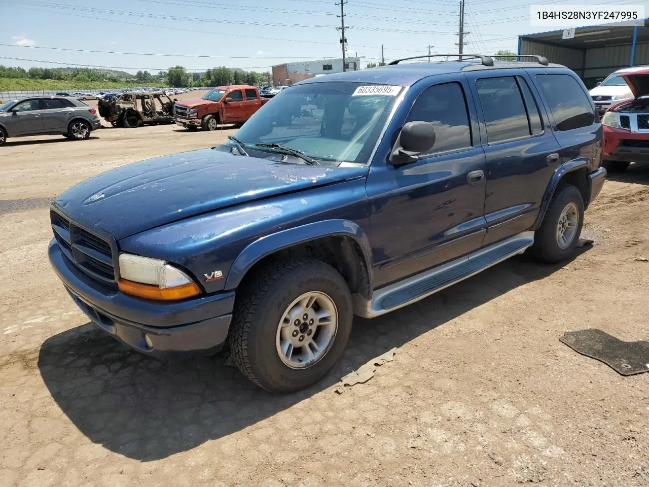 2000 Dodge Durango VIN: 1B4HS28N3YF247995 Lot: 60335695