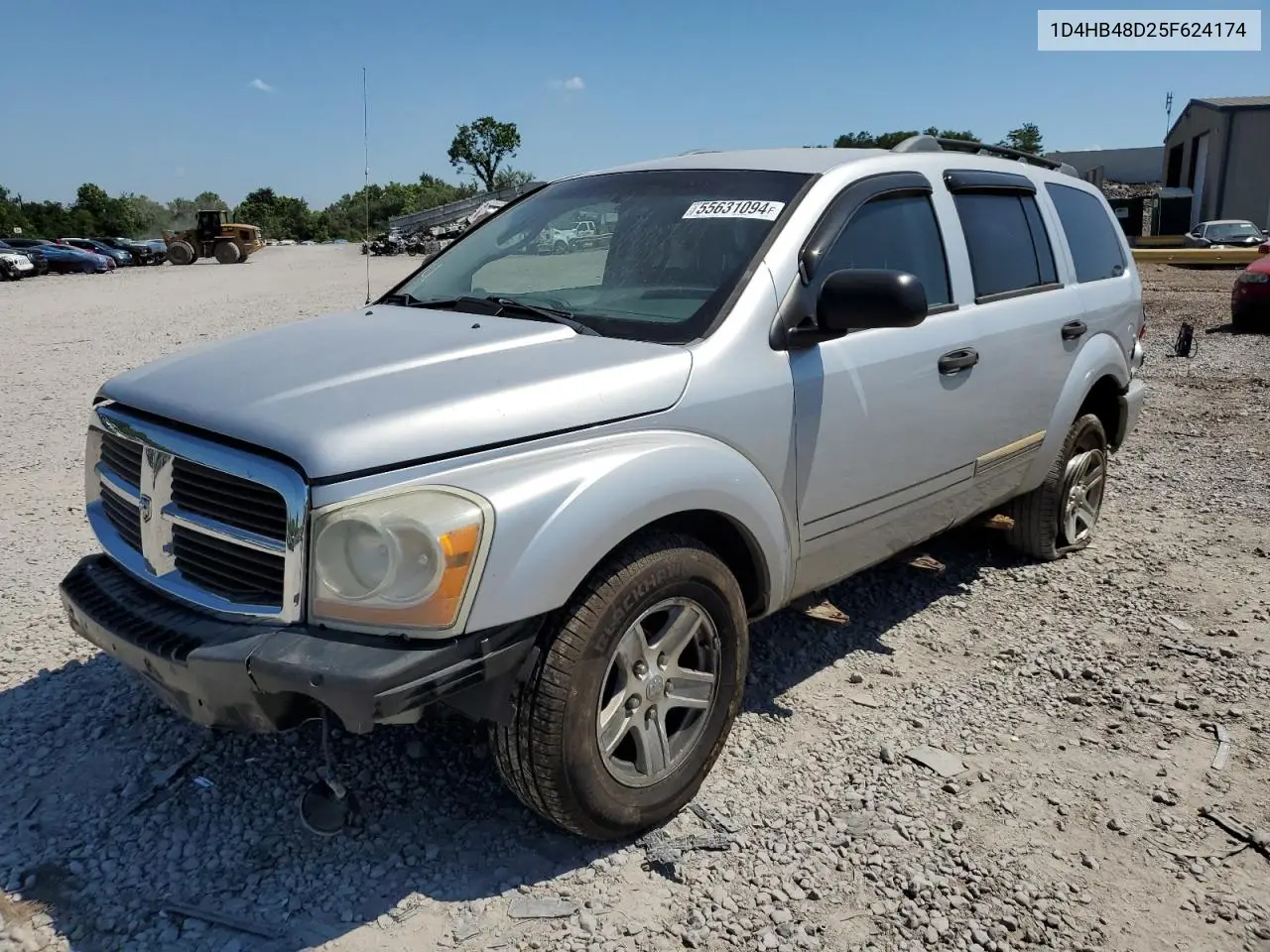 2005 Dodge Durango Slt VIN: 1D4HB48D25F624174 Lot: 55631094