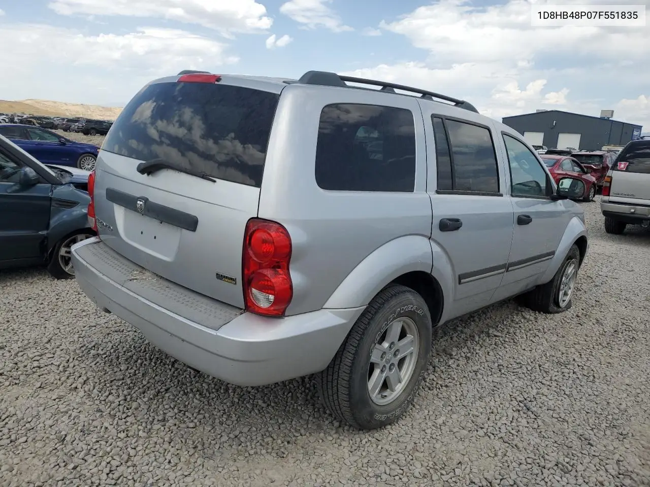 2007 Dodge Durango Slt VIN: 1D8HB48P07F551835 Lot: 60267495