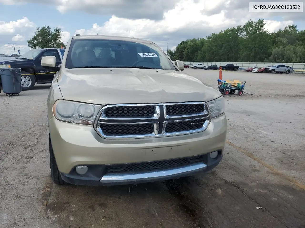 2012 Dodge Durango Sxt VIN: 1C4RDJAG3CC120522 Lot: 62914255
