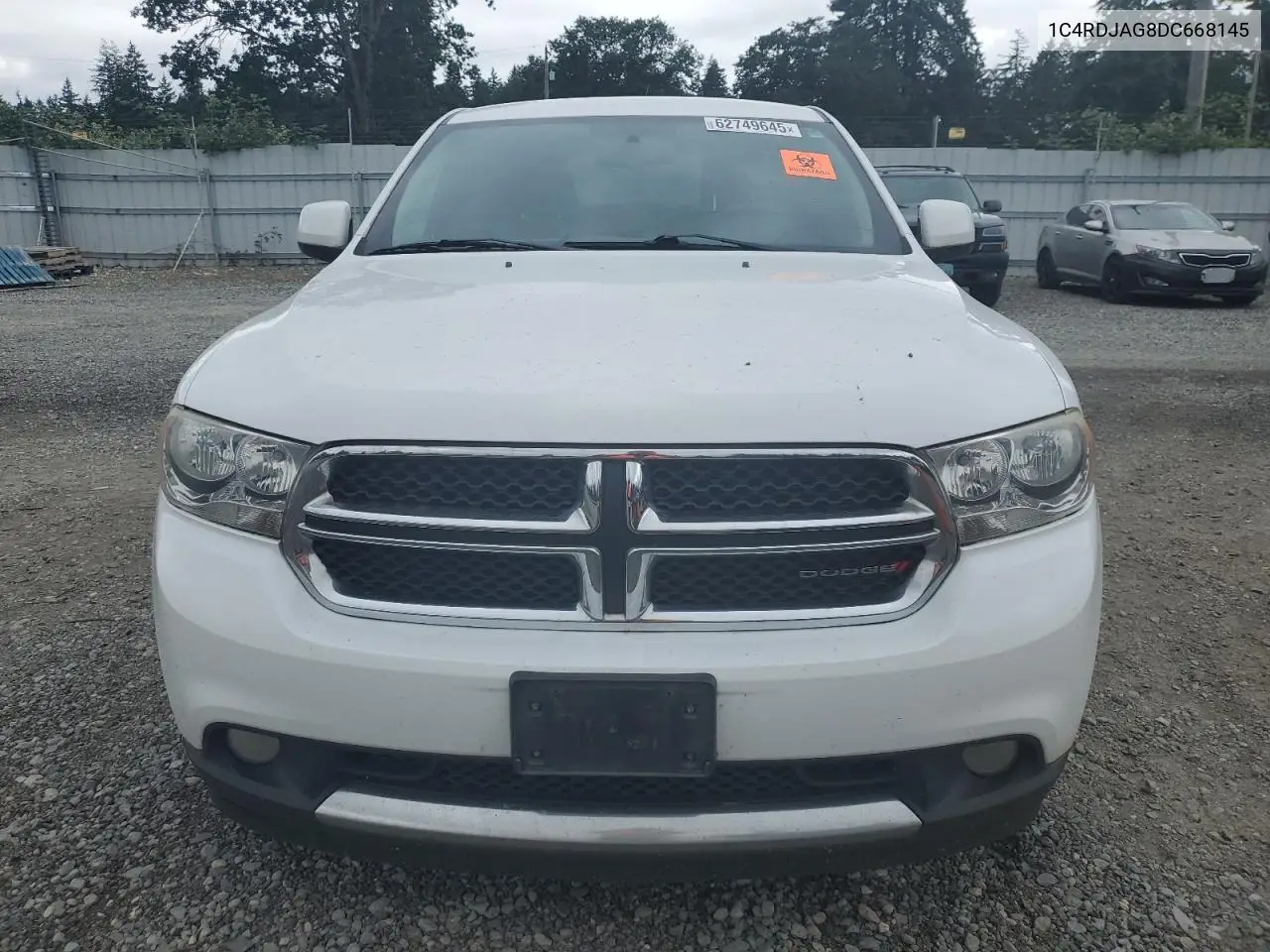 2013 Dodge Durango Sxt VIN: 1C4RDJAG8DC668145 Lot: 62749645