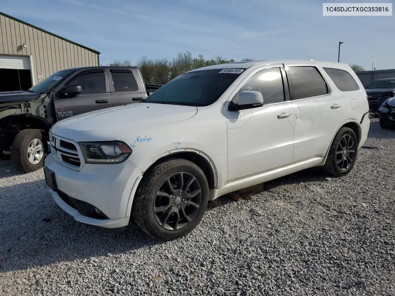 2016 Dodge Durango R/T VIN: 1C4SDJCTXGC353816 Lot: 53984165