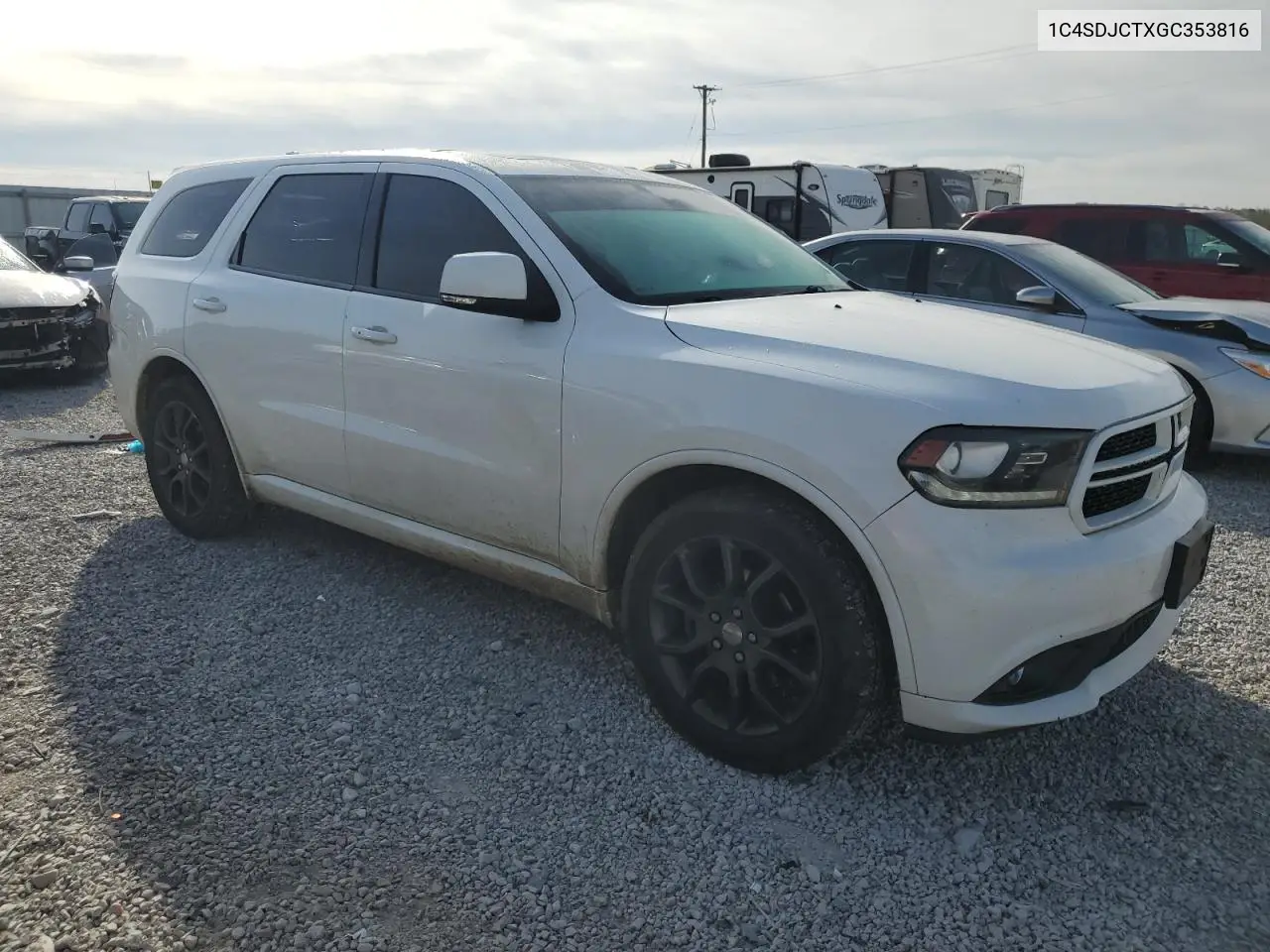 2016 Dodge Durango R/T VIN: 1C4SDJCTXGC353816 Lot: 53984165