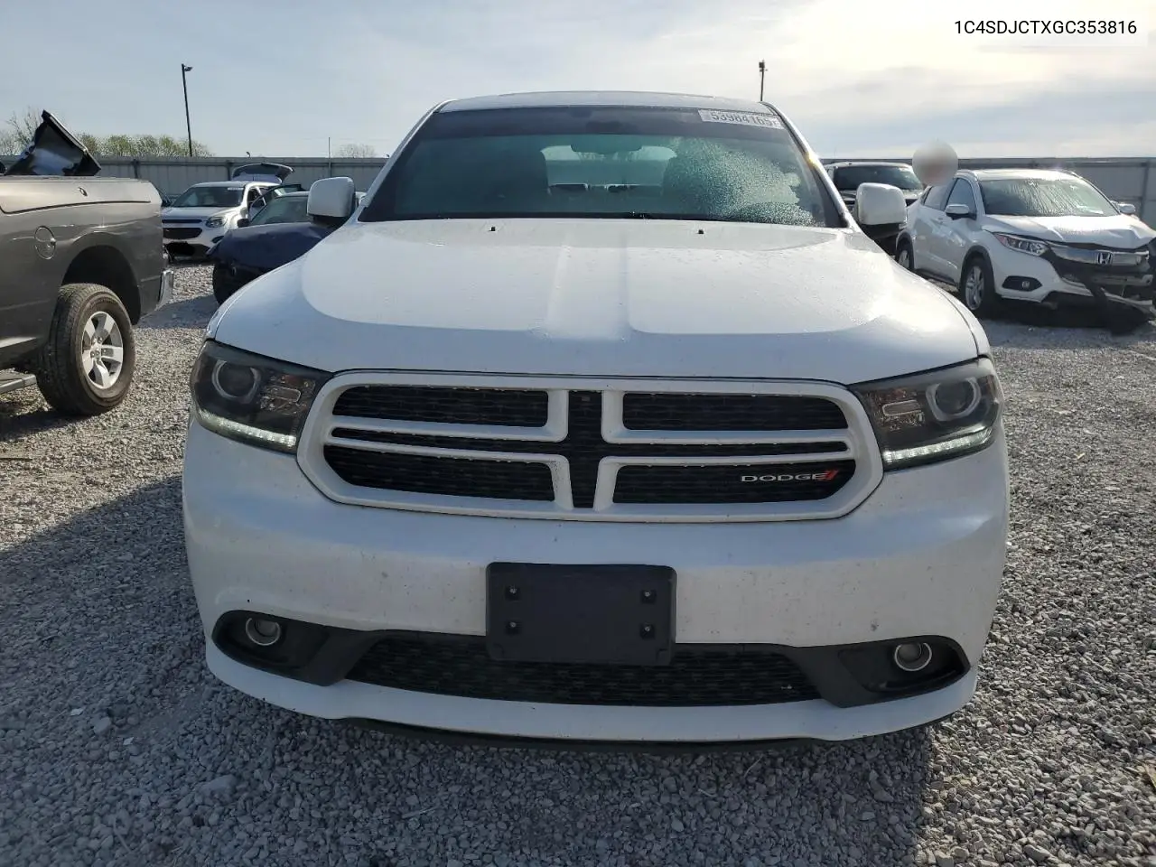 2016 Dodge Durango R/T VIN: 1C4SDJCTXGC353816 Lot: 53984165