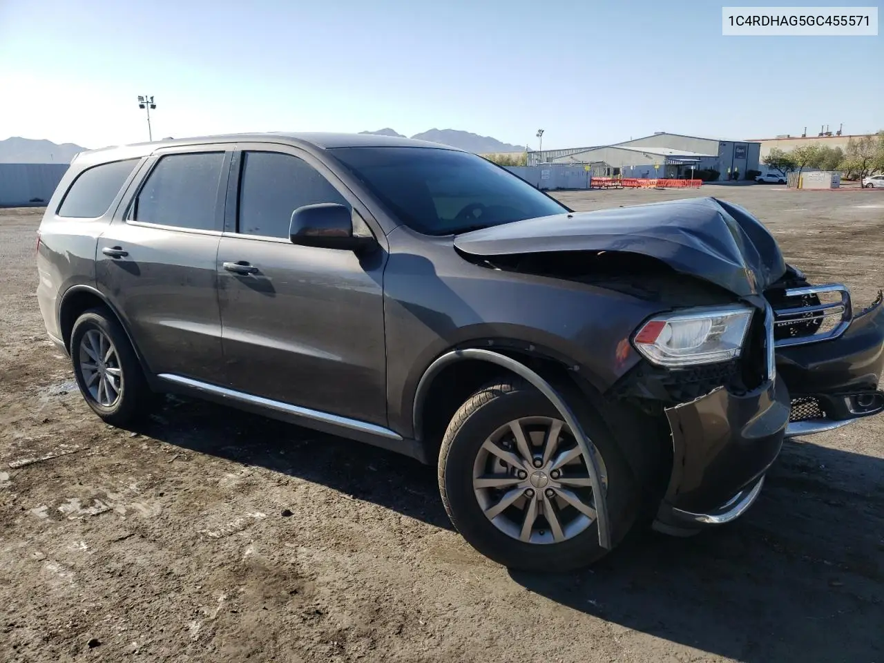 2016 Dodge Durango Sxt VIN: 1C4RDHAG5GC455571 Lot: 63213705
