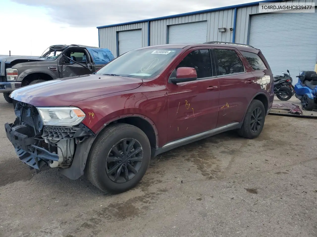 2017 Dodge Durango Sxt VIN: 1C4RDJAG4HC839477 Lot: 56588895