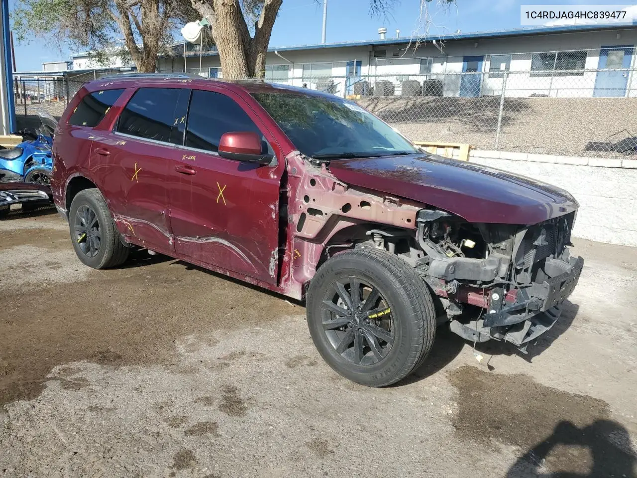 2017 Dodge Durango Sxt VIN: 1C4RDJAG4HC839477 Lot: 56588895