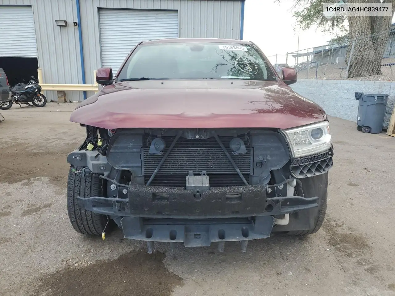 2017 Dodge Durango Sxt VIN: 1C4RDJAG4HC839477 Lot: 56588895
