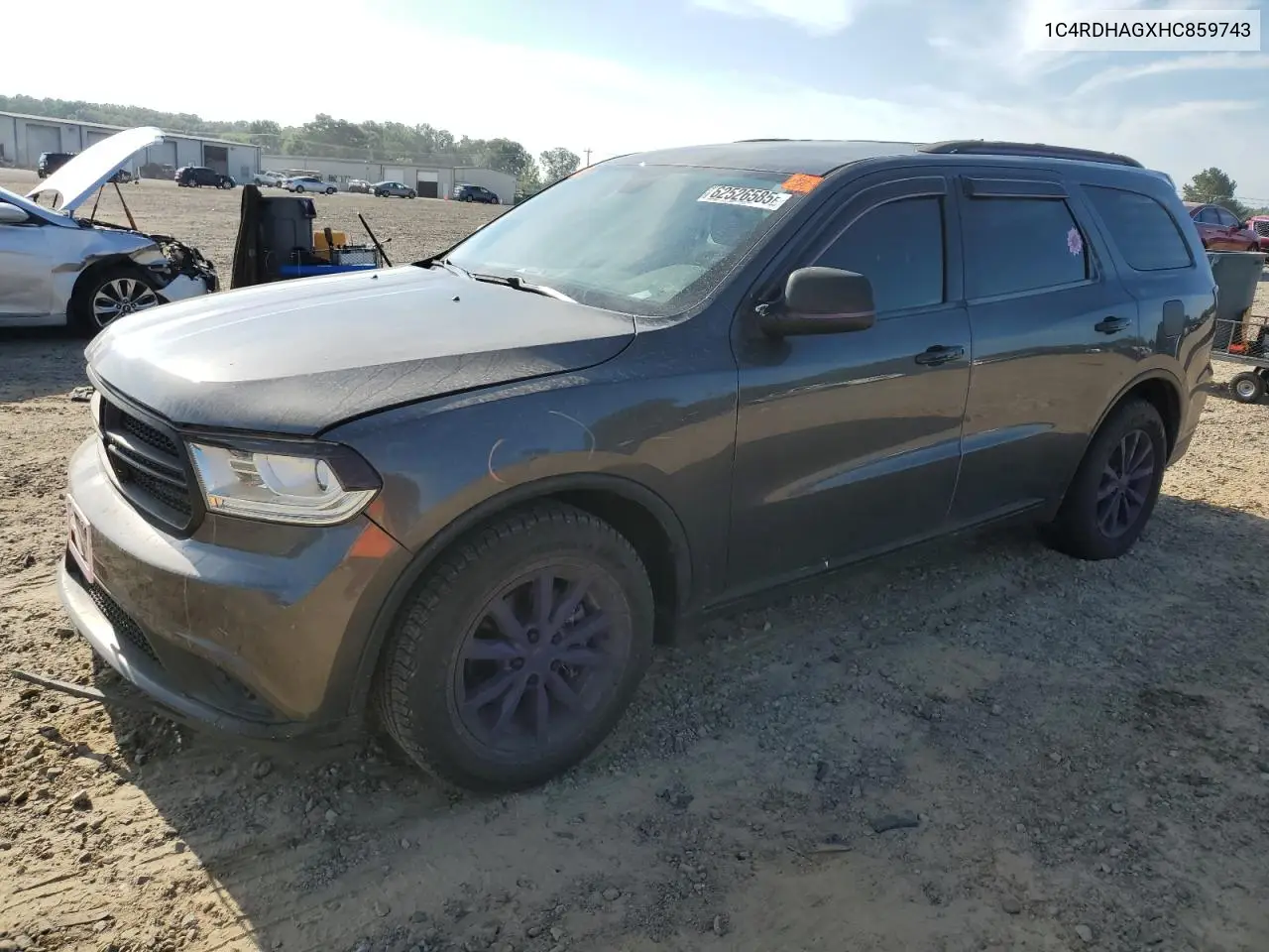 2017 Dodge Durango Sxt VIN: 1C4RDHAGXHC859743 Lot: 62526585