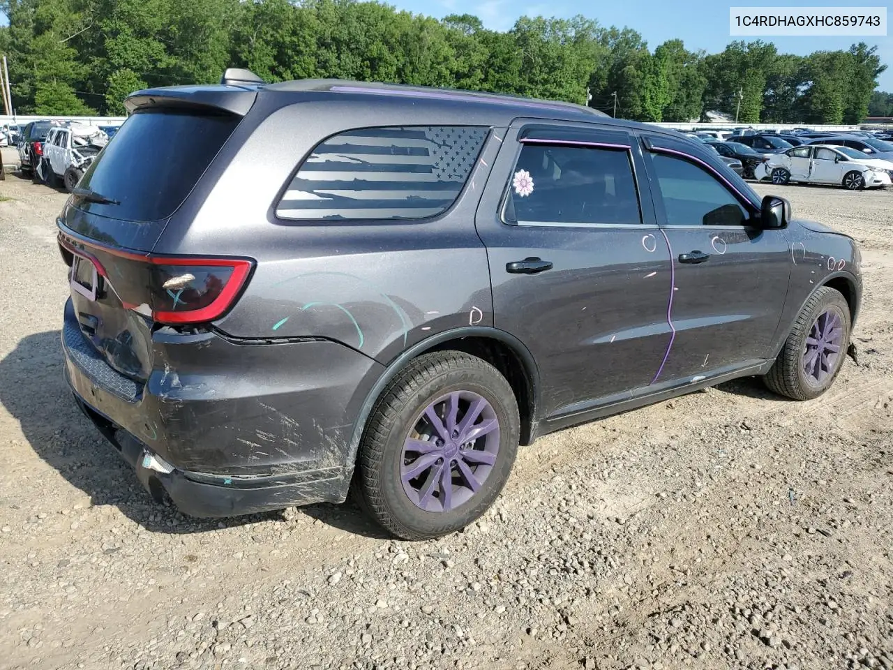 2017 Dodge Durango Sxt VIN: 1C4RDHAGXHC859743 Lot: 62526585