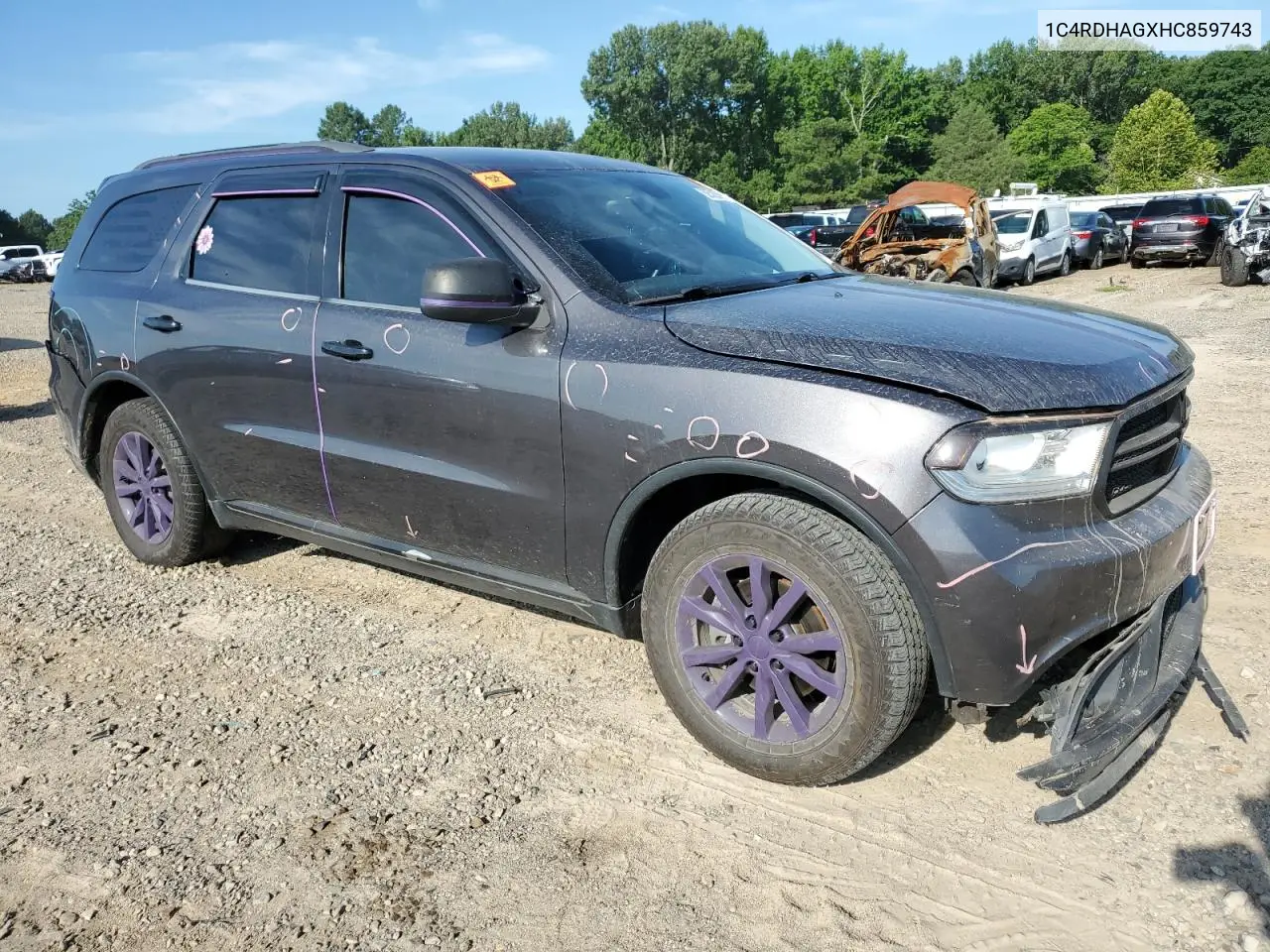 2017 Dodge Durango Sxt VIN: 1C4RDHAGXHC859743 Lot: 62526585