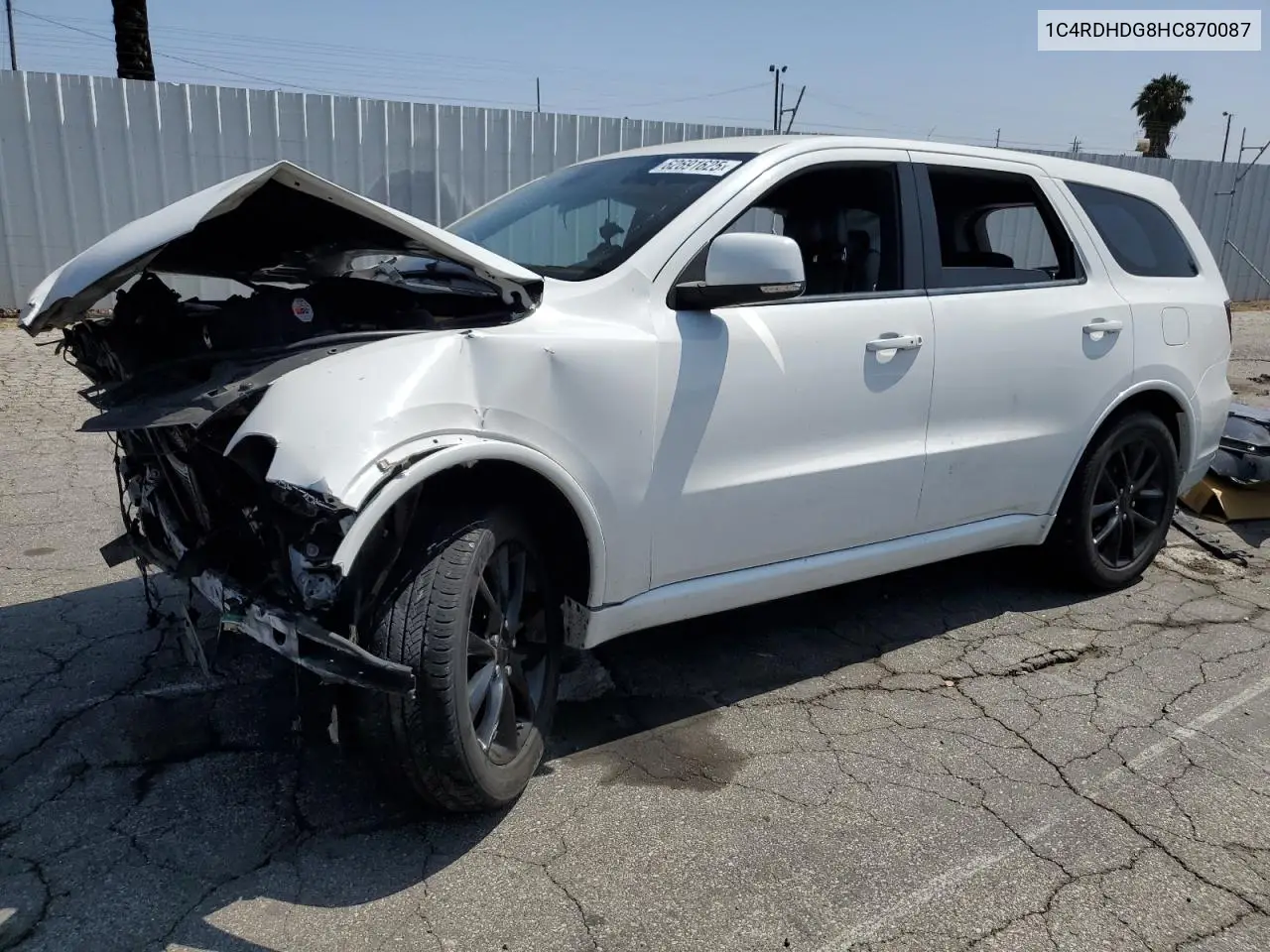 2017 Dodge Durango Gt VIN: 1C4RDHDG8HC870087 Lot: 62691625