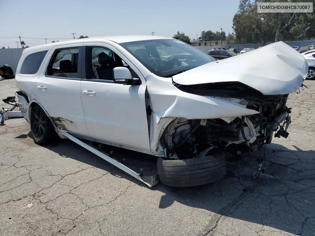 2017 Dodge Durango Gt VIN: 1C4RDHDG8HC870087 Lot: 62691625