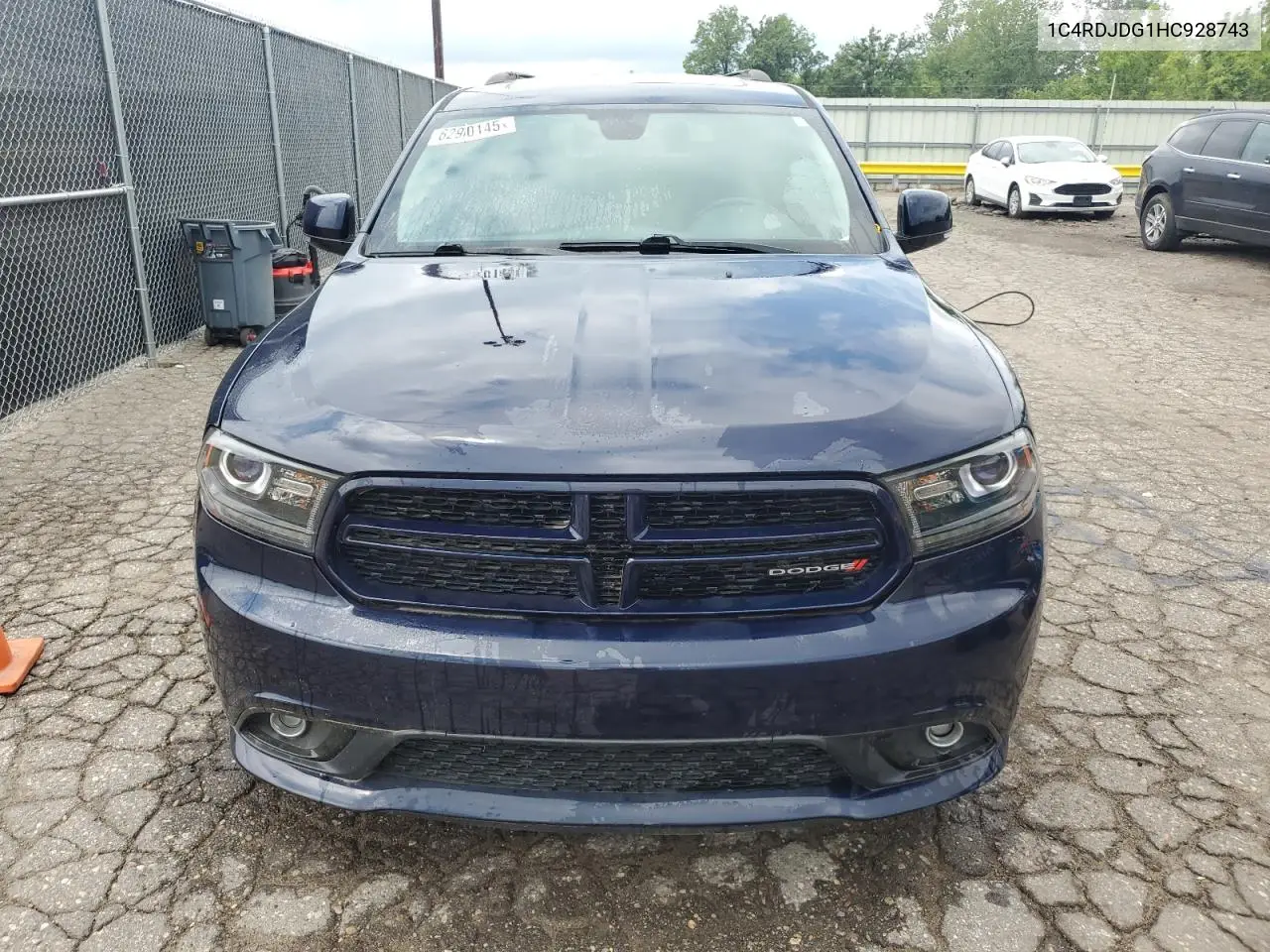 2017 Dodge Durango Gt VIN: 1C4RDJDG1HC928743 Lot: 62900145