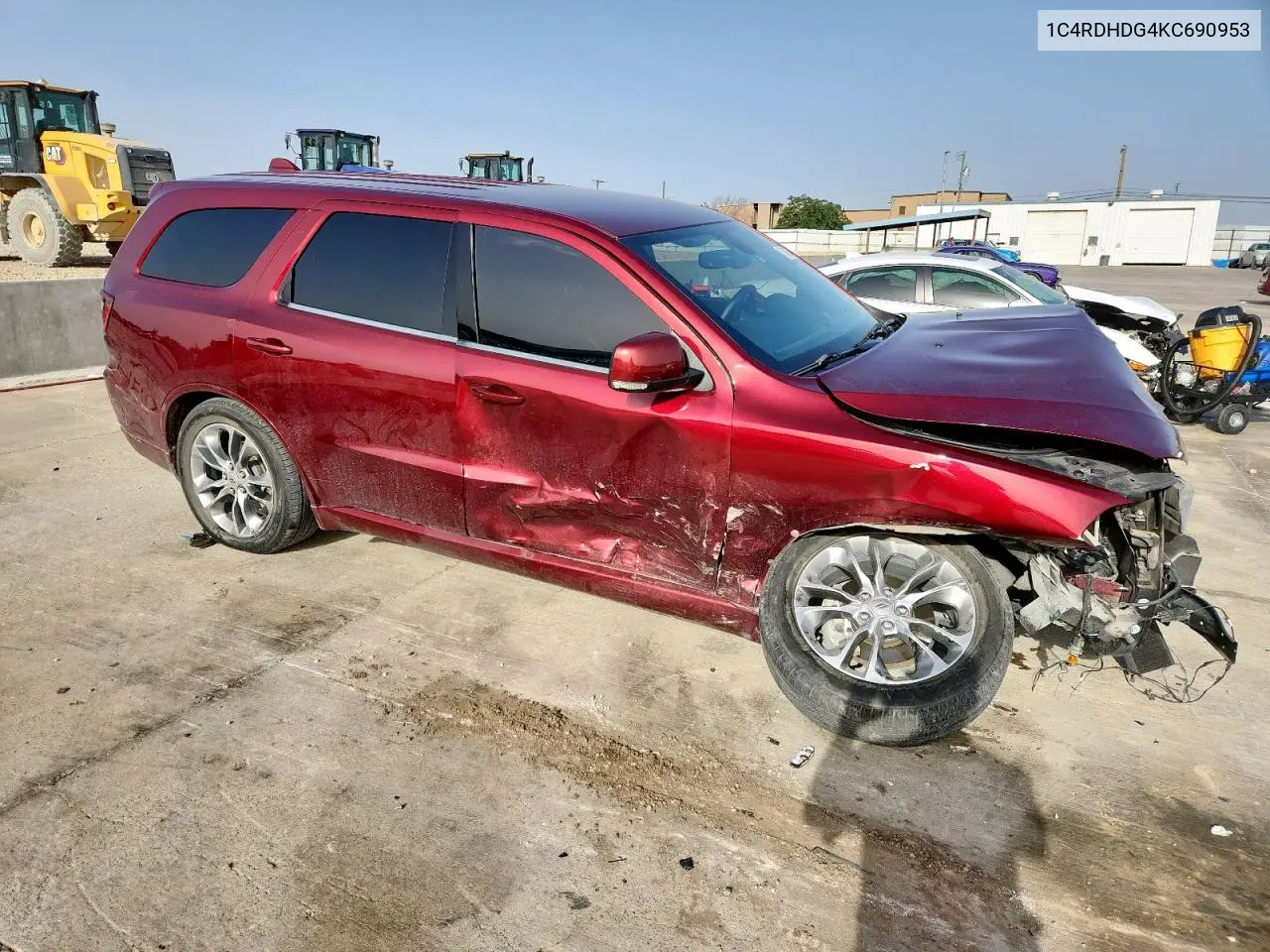 2019 Dodge Durango Gt VIN: 1C4RDHDG4KC690953 Lot: 57103035