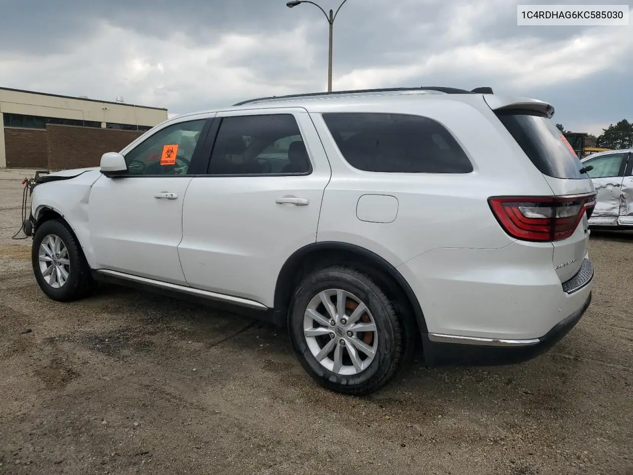 2019 Dodge Durango Sxt VIN: 1C4RDHAG6KC585030 Lot: 59924295