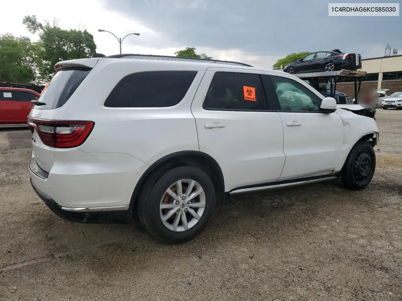 2019 Dodge Durango Sxt VIN: 1C4RDHAG6KC585030 Lot: 59924295