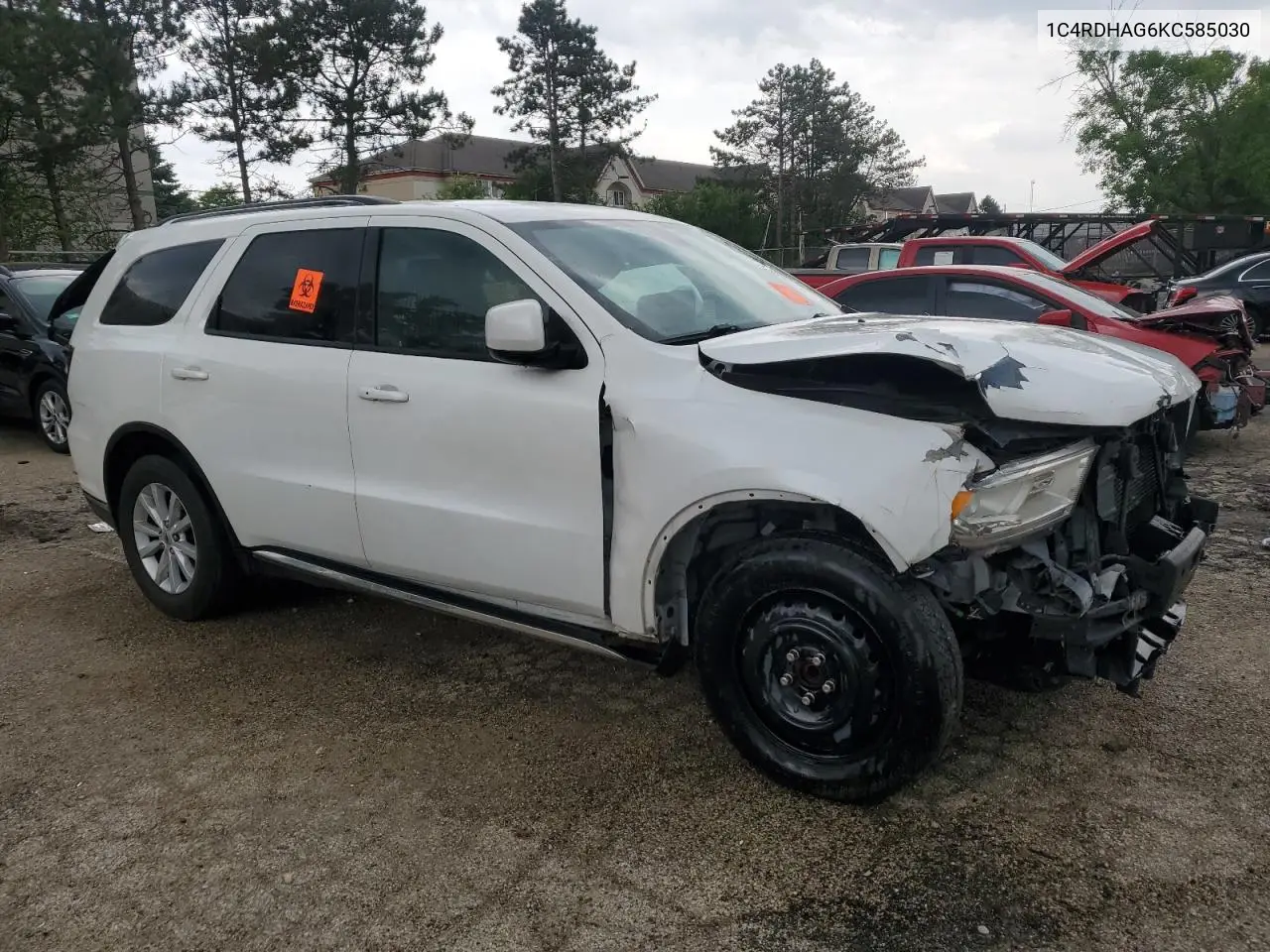 2019 Dodge Durango Sxt VIN: 1C4RDHAG6KC585030 Lot: 59924295