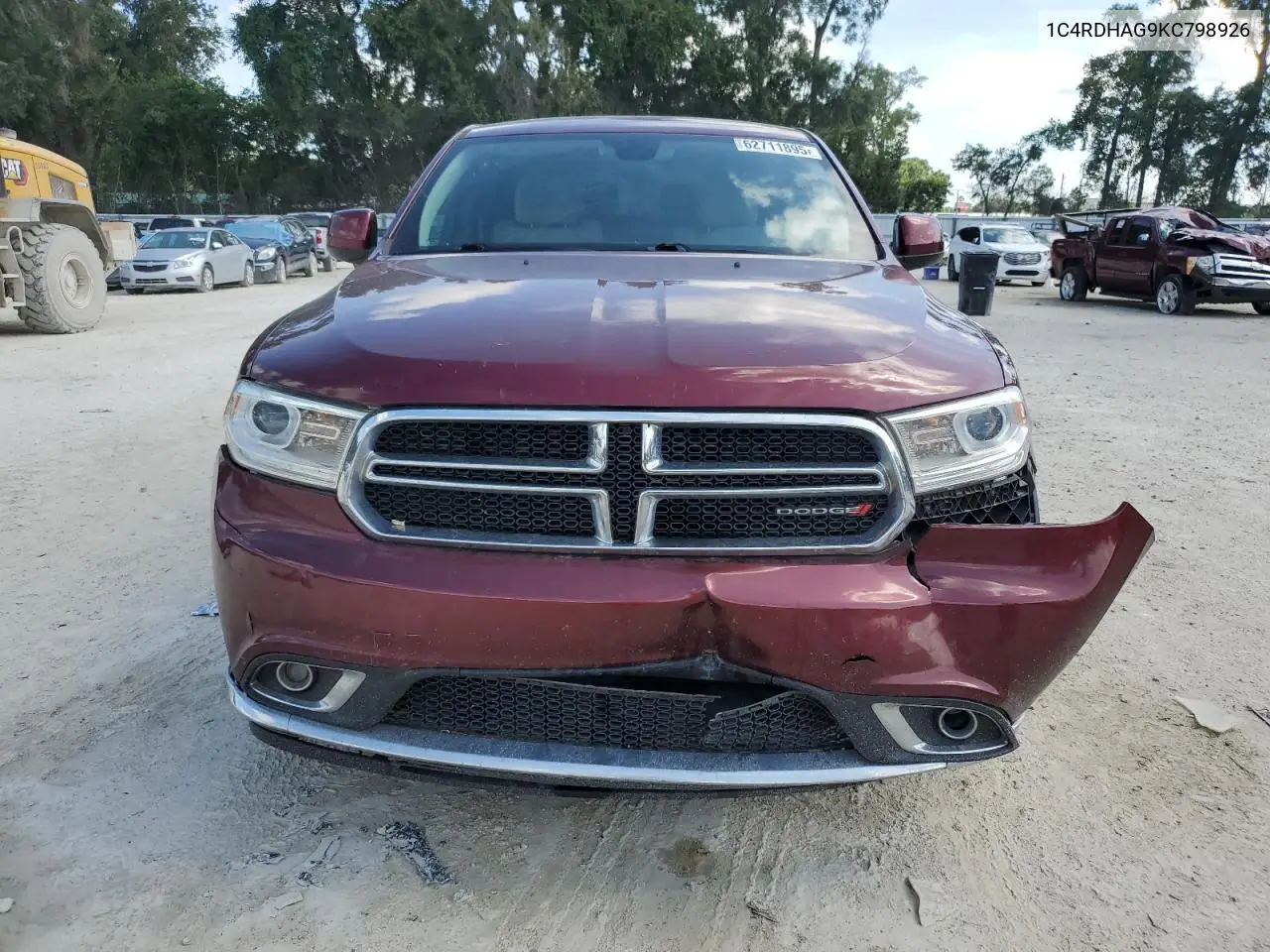 2019 Dodge Durango Sxt VIN: 1C4RDHAG9KC798926 Lot: 62711895