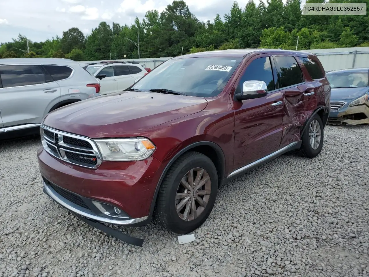 2020 Dodge Durango Sxt VIN: 1C4RDHAG9LC352857 Lot: 62466595